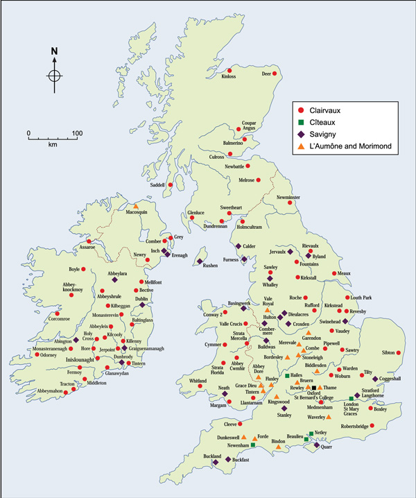 Map of Cistercian Houses in Britain 