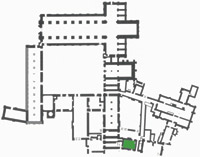Plan of Kirkstall abbey showing the location of the abbot's lodging