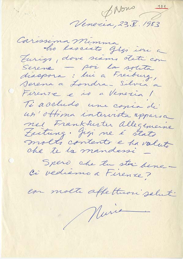 Nuria Nono Schoenberg Archivio Storico Ricordi Collezione Digitale